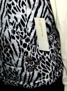 Jones New York Womans Sz L Zebra Stripe Puffy Vest