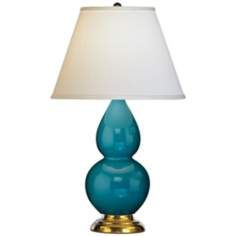 robert abbey 22 3 4 peacock blue ceramic and brass lamp