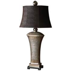 uttermost afton antiqued silver champagne table lamp
