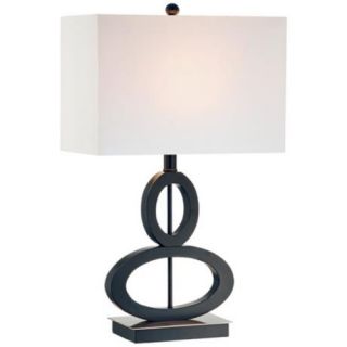 Black and Satin Steel Asymmetrical Ovals Table Lamp   #K7768