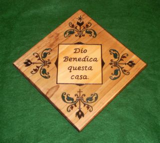 An Italian House Blessing Wood Engraved Painting 