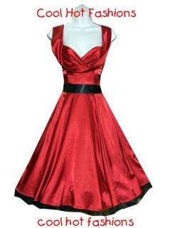 Red Satin Swing Marilyn 40s 50s Pinup Rockabilly Retro Vintage Style