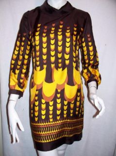 Crew Collection Deco Print Rollneck Silk Dress 8