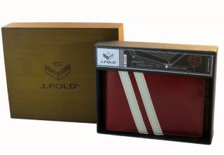 Fold Mens Leather Wallet Slimfold Roadster in Red