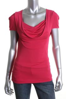 Rachel Roy New Pink Cowl Neck Pleated Cap Sleeve Pullover Top Shirt M