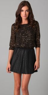 alice + olivia Opal Sequin Cropped Top