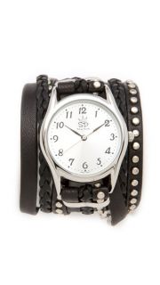 Sara Designs Leather Studded Wrap Watch