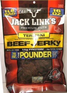 Premium 2 x 16 oz Jack Links Beef Jerky Teriyaki Flavor Pounder Bulk