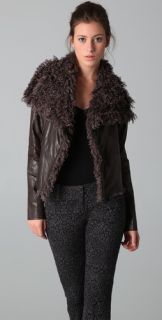 Georgie Faux Leather Mayra Jacket with Faux Fur Collar