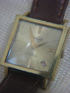 Vintage Curtis 17J Gold Plated Mens Watch Swiss