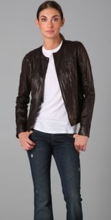 Vince Crew Neck Leather Jacket