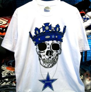 Dallas Cowboys Hip Hop MMA Skull T Shirt White Mens Jersey Gangster