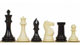 Deluxe Plastic Chess Set Black Ivory 4 125 King