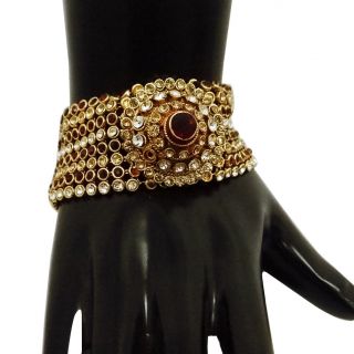 Bollywood Gold Tone CZ Kundan Polki Bracelet Indian Bridal Traditional