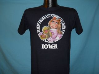 Vtg Kermit Miss Piggy Iowa Blue Bar Champion T Shirt S