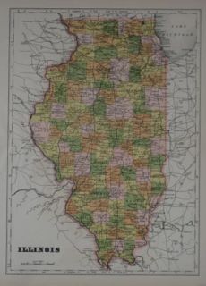 1905 A J Johnson County Map Illinois Chicago Springfield Bloomington
