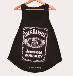   Girls Jack Daniels Black White print Tank Vest Sleeveless T Shirts