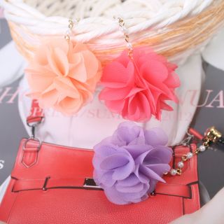 Fabric Rose with Pearl Chain Anti Dust Plug Cellphone Charms iPhone