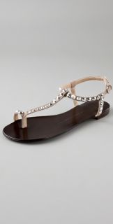Giuseppe Zanotti Stone Suede Toe Ring Flat Sandals