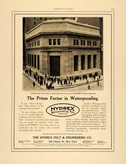 1915 Ad Hydrex Felt Engineering J P Morgan Bank Building Architecture