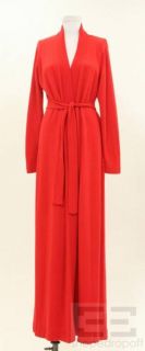 Jacques de Loux Red Orange Cashmere Belted Robe Size Large