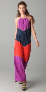 BCBGMAXAZRIA Dee Colorblock Halter Maxi Dress