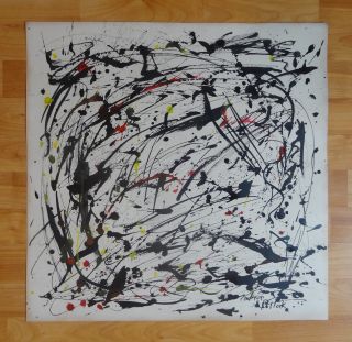Large Abstract Ink Painting Signed Jackson Pollock