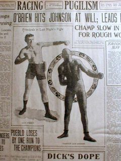 1909 photo display newspaper JACK JOHNSON & HEAVYWEIGHT BOXING