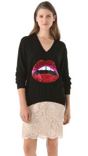 Markus Lupfer Sequined Red Lip Joey Sweater