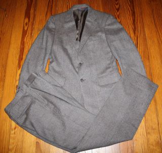 Vtg BROOKS BROS Brooksgate Gray Wool Tweed SUIT 41 L Pants W 35 L 33
