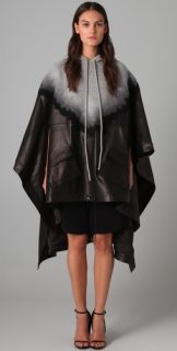 Alexander Wang Hooded Wool & Leather Poncho