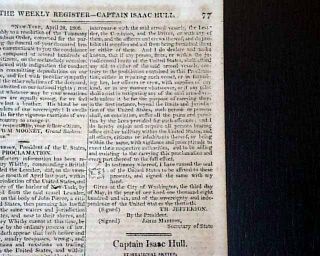  HMS Peacock Naval Battle w James Lawrence War of 1812 Newspaper