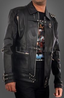 Michael Jackson Bad Punk Black Cow Hide Leather Jacket