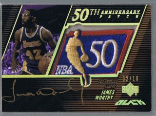 James Worthy 0708 UD Black 50th Anniversary Patch Auto Gold 10