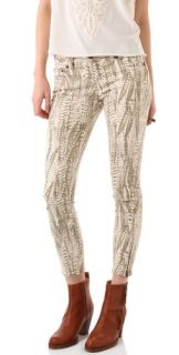 Free People Feather Print Cropped Skinny Jeans