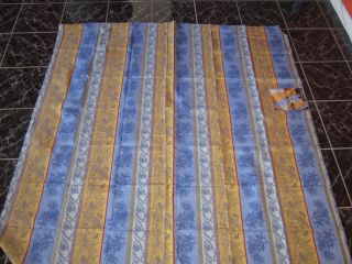 Blue Yellow Tropical Jacquard Cotton Imported French Linen Tablecloth