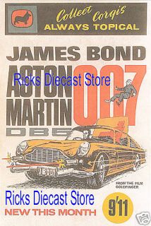 Corgi Toys 261 James Bond 007 Aston Martin Leaflet Sign