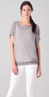 Vince Chiffon Tee with Cashmere Trim