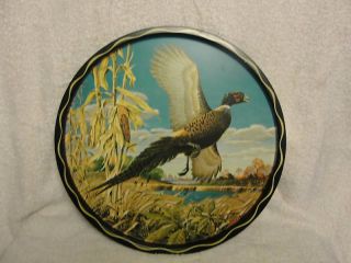 James L Artig Flying Rooster Pheasant Tin Plate Tray