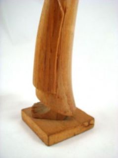 Vintage Hand Carved Wood Woman Sculpture Mexico Art