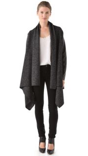 DKNY Pure DKNY Marled Coat with Leather Sleeves