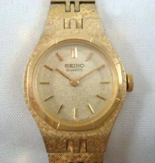 Retro Vintage Womens Seiko Gold Tone Quartz Dress Wrist Watch 8