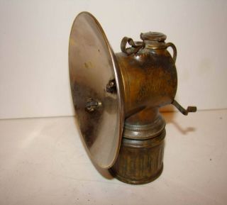 Vintage Brass Justrite Carbide Coal Miner Cap Lamp Excellent Condition
