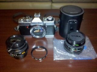  Minolta XG1 SLR Camera, Rokkor X 45mm 12 Lens, Sigma f/2.8 28mm Lens