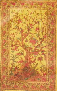 PERSIAN TWIN MEDIUM YELLOW GOLD TREE OF LIFE TAPESTRY THROW COVERLET