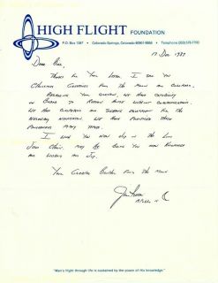 James B Jim Irwin Autograph Letter Signed
