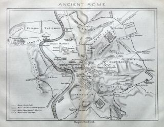 Ancient Rome Italy Street Plan Original Antique Map 1872