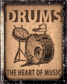 DRUMS JAZZ BLUES SIGN band music bass VINTAGE plaque MUSIC STUDIO wall