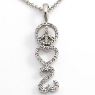Jane Seymour Peace Love Open Heart Diamond Pendant Necklace Sterling
