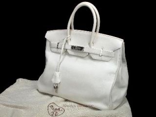 Authentic Hermes Blanc Veau Swift Birkin 35 Bag Sleeper Stunning No